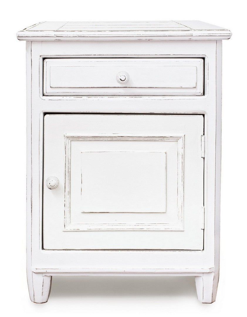Table de chevet Colette en bois blanc 1 porte 1 tiroir 50 x 40 x 65 cm