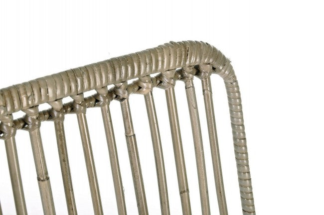 Chaise de style contemporain en acier et kubu Gris LUCILA 45x55x h85 cm