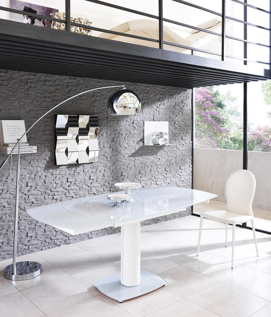 Table extensible blanche 90 cm x 120-180 cm H. 76 cm