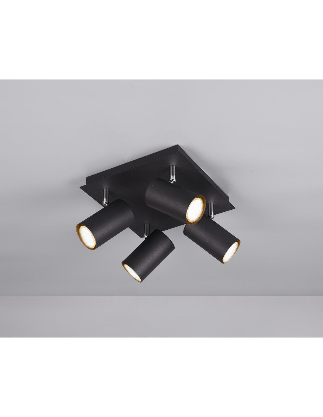 Plafonnier Carré Marley Noir Trio Lighting 4 Spots Orientables