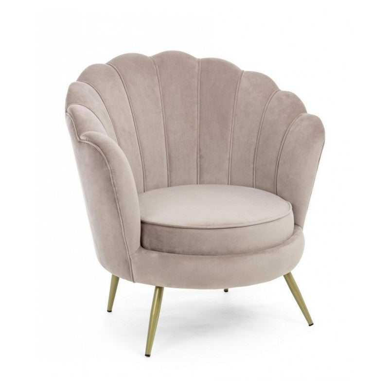 Fauteuil rétro en velours gris clair, modèle paon