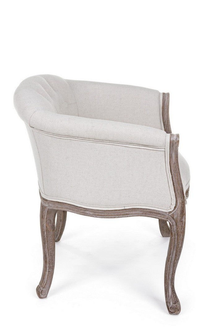 Fauteuil classique Diva en bois et tissu naturel
