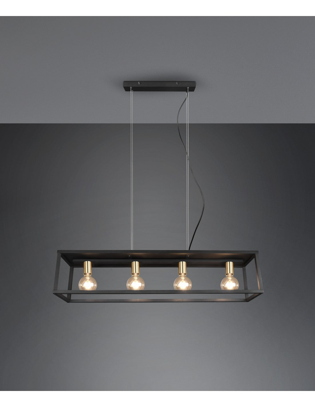 Suspension Pour Salon 4 Lumières Structure Métal Noir Vito Trio Lighting