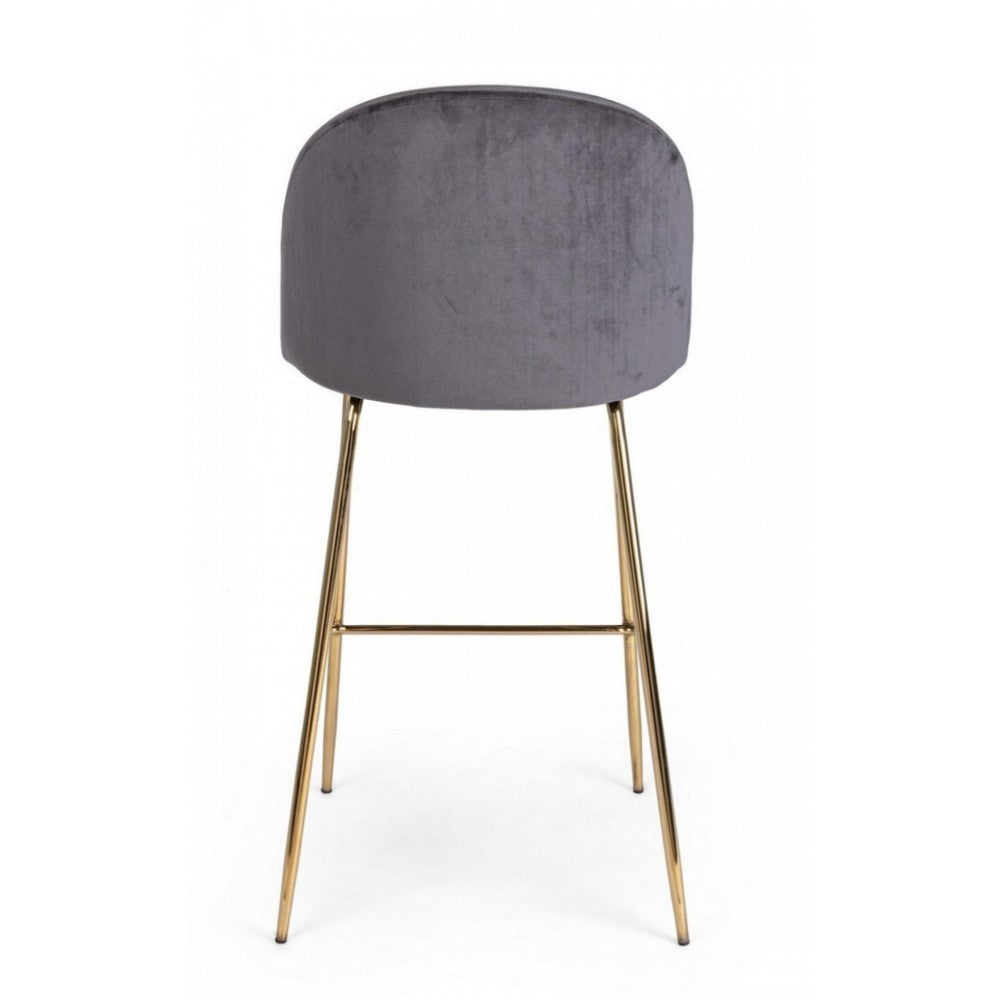 Tabouret Bar Carry design contemporain en velours gris foncé