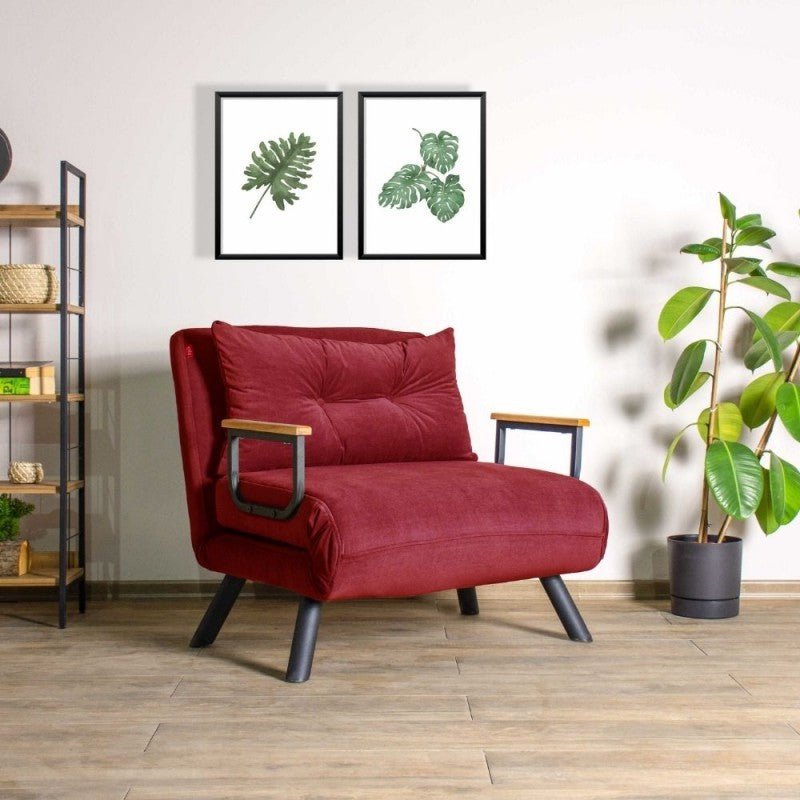 Fauteuil lit pliant Sando en tissu rouge 60x78xh.78 cm