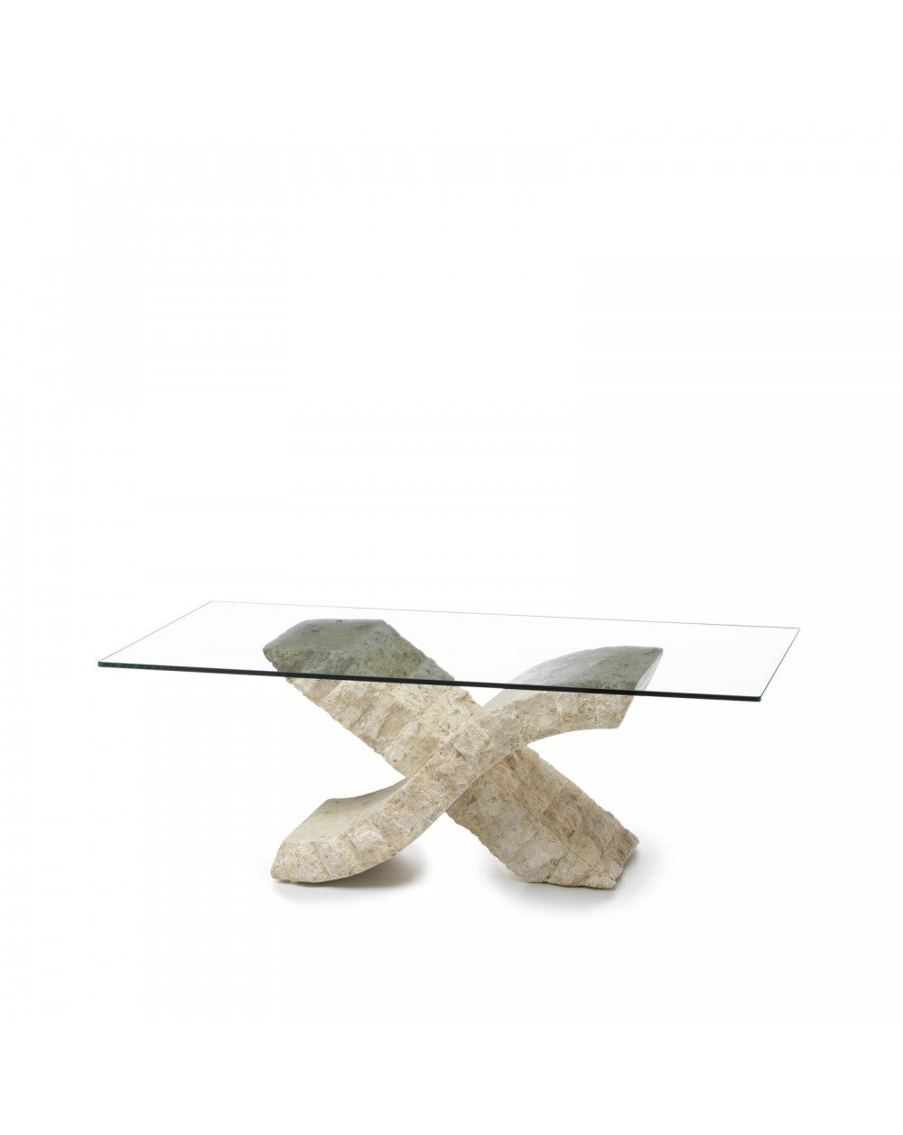 Table basse beige transparent 70 cm x 120 cm H. 40 cm