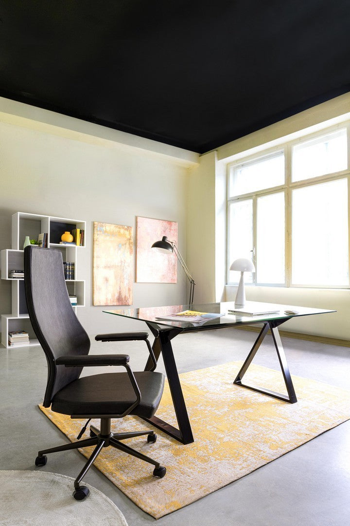 Fauteuil de bureau à dossier haut en simili cuir noir Jamie