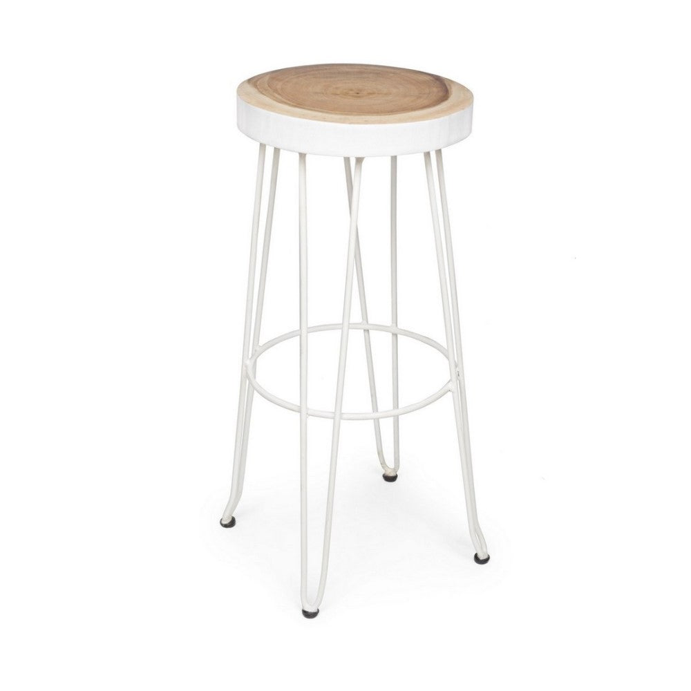 Tabouret de bar en bois blanc de style naturel