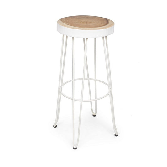 Tabouret de bar en bois blanc de style naturel