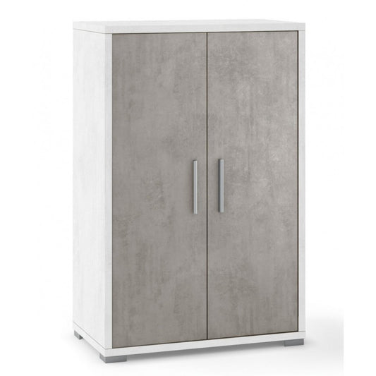 Armoire polyvalente à deux portes en Ciment Blanc 71x41x h110 cm
