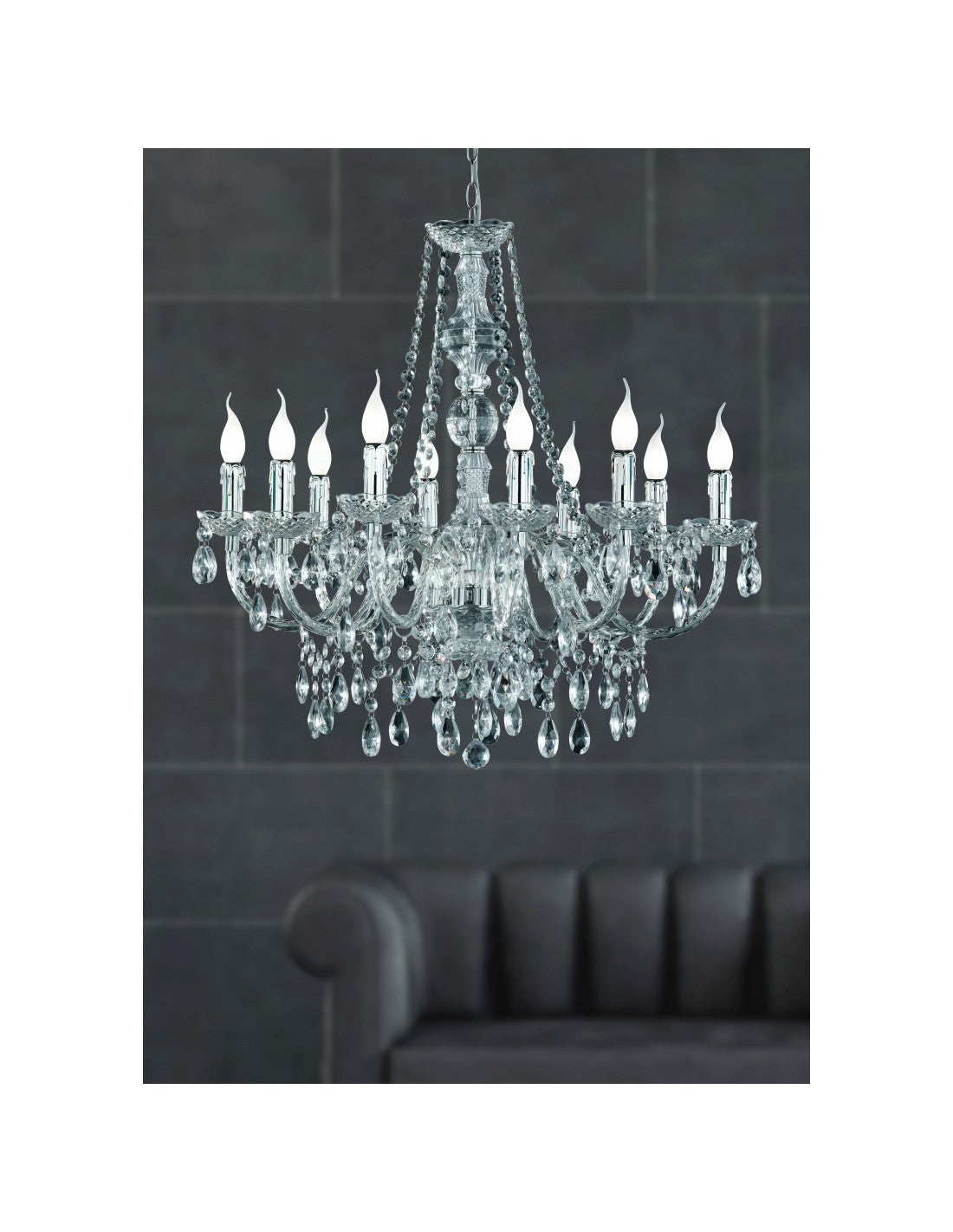 Lustre classique 10 lumières Lüster Chrome pendentifs décoratifs Trio éclairage