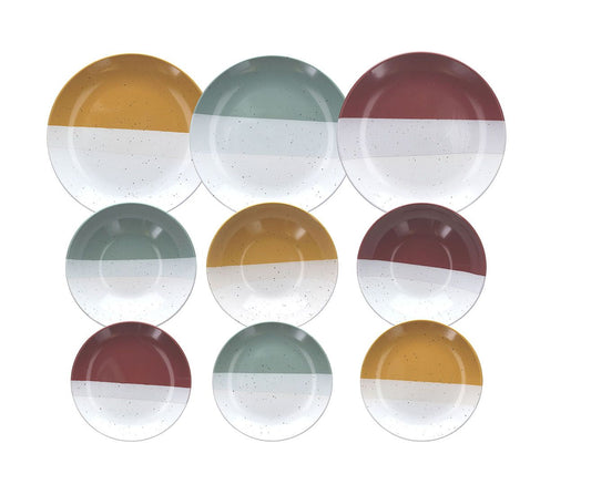 Service De Table 18 Pièces Couches Grès Multicolore