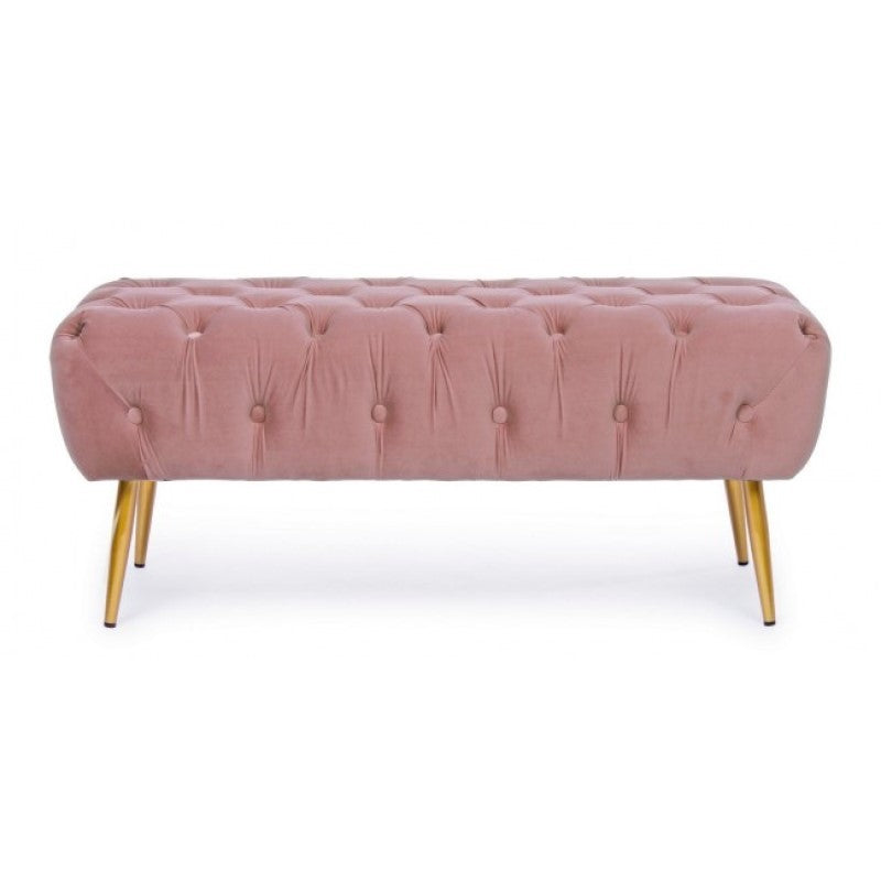 Banc de meuble pouf rose avec pieds 103 x46x40h cm