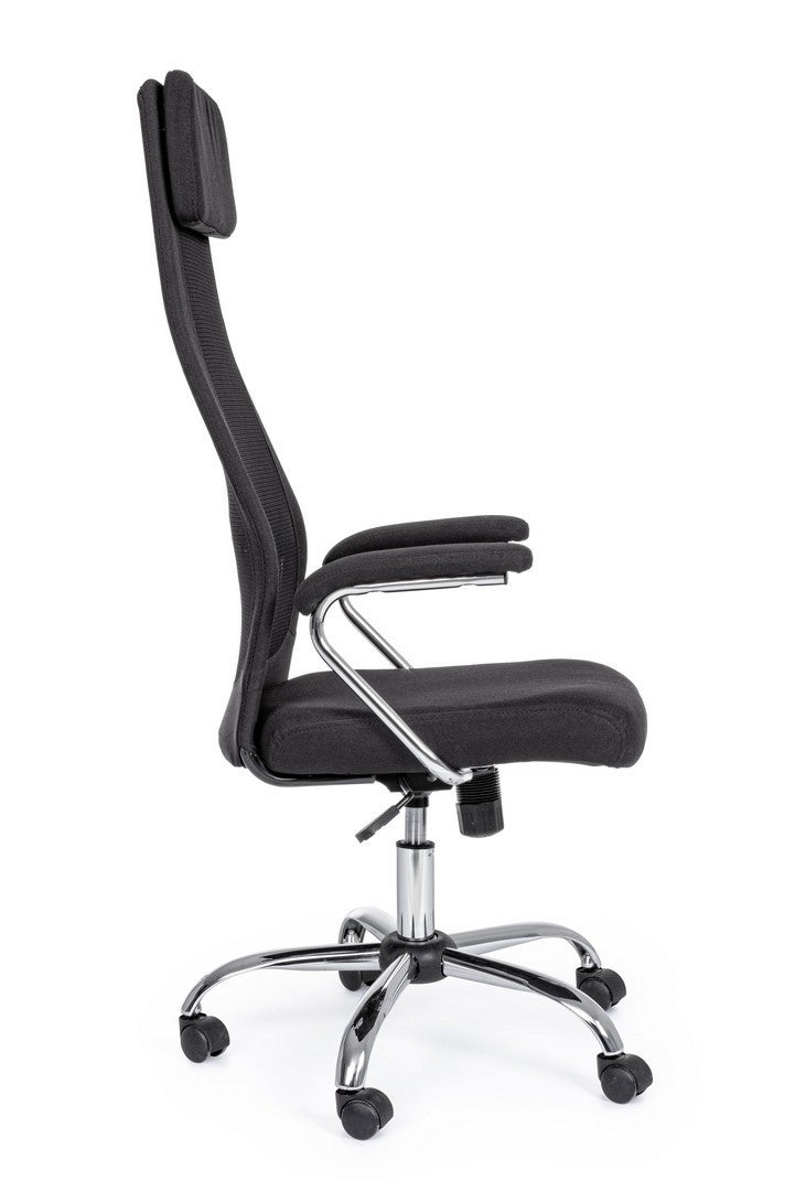 Fauteuil de bureau Clarissa avec accoudoirs en acier tissu noir
