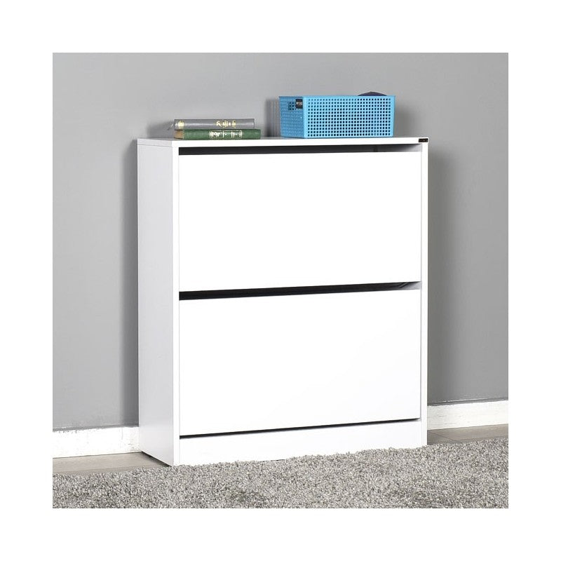 Meuble à chaussures 2 portes blanc brillant 73x26xh.84 cm