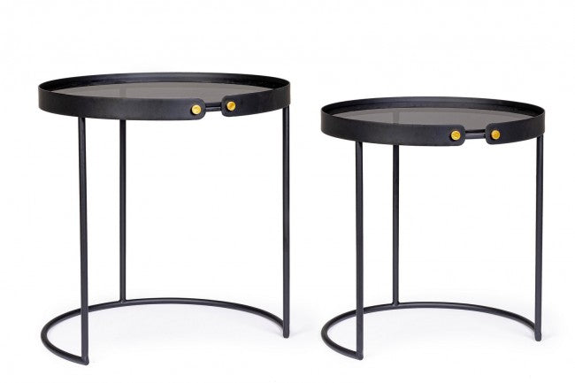 Set de 2 tables basses Zeina en acier noir