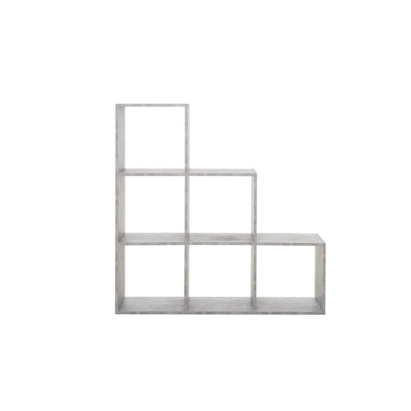 Etagère bibliothèque 6 compartiments couleur béton 116x33xh.118 cm