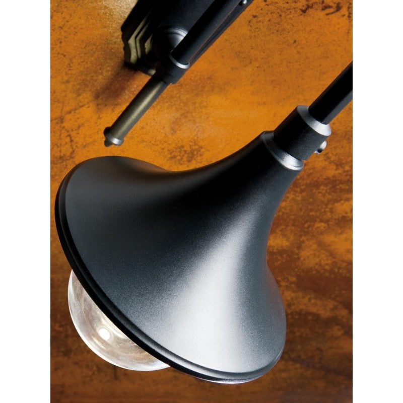 Lampadaire 2 lumières avec structure en aluminium moulé sous pression noir et h.230 cm