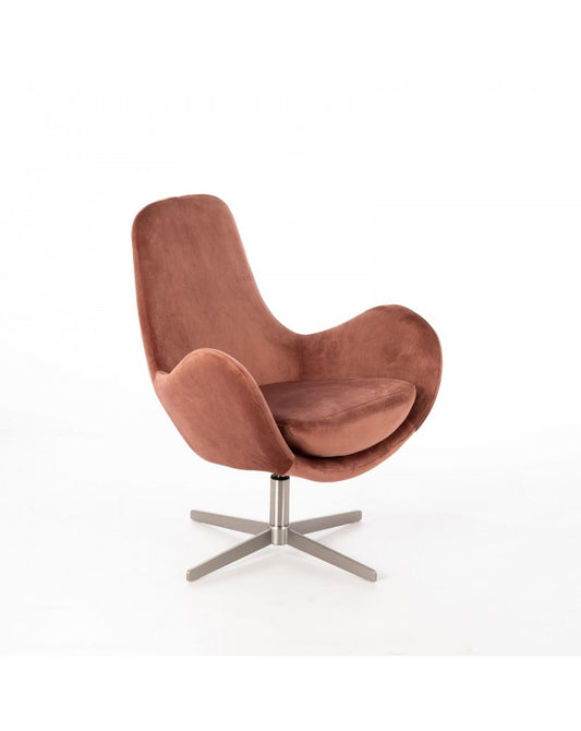 Fauteuil Olga en velours et métal vieux rose STS