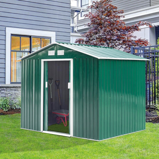Abri de jardin en tôle verte Big Store 213x191xh195