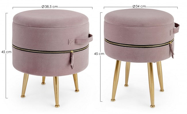 Lot de deux poufs roses avec ouverture