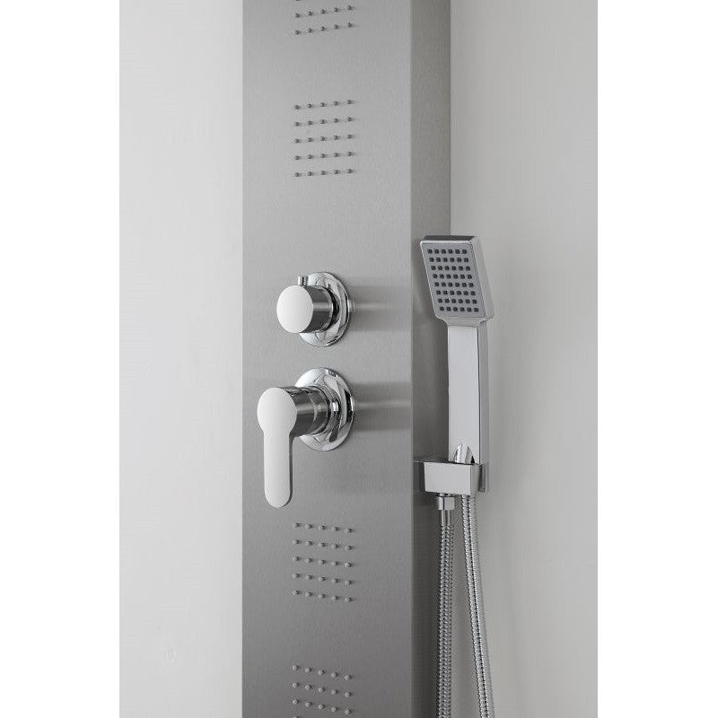 Colonne de douche murale en acier satiné 22x45x h150 cm 