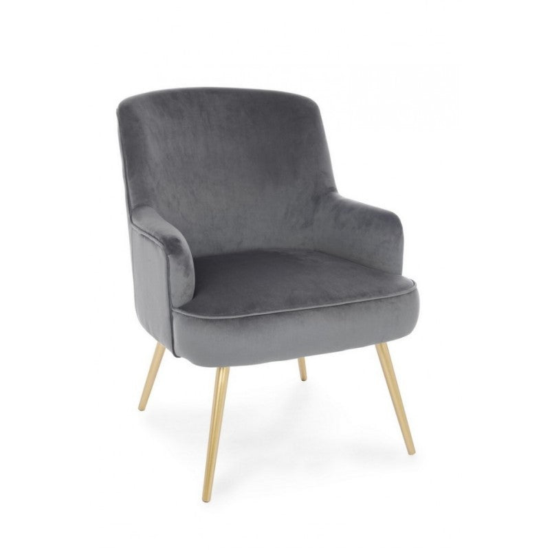Fauteuil Clélia gris effet velours doré