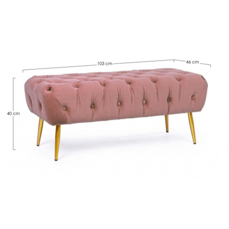 Banc de meuble pouf rose avec pieds 103 x46x40h cm