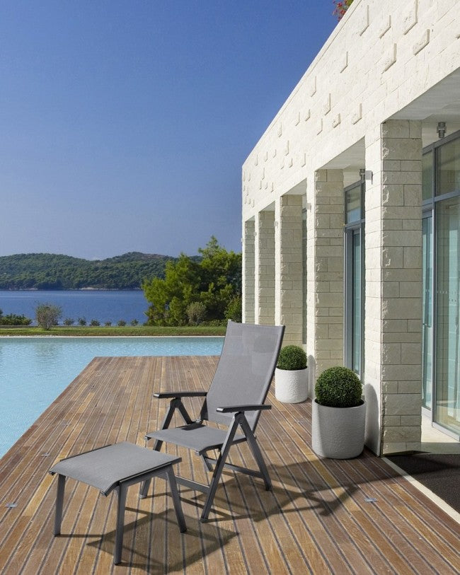 Repose-pieds salon de jardin aluminium anthracite Cruise 53 x 51 x 44 cm