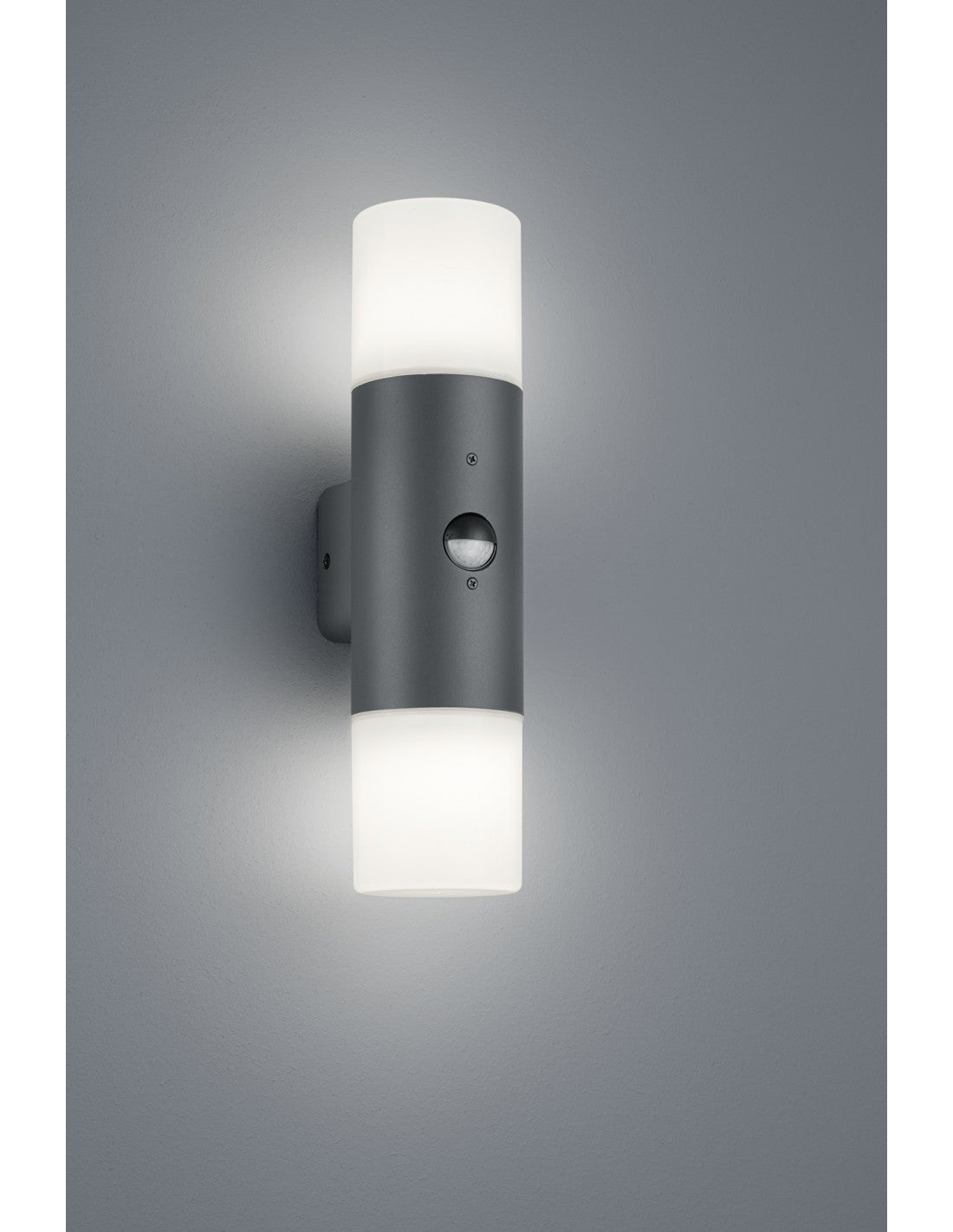 Hoosic Applique Double Emission 2xE27 Anthracite Avec Détecteur de Mouvement H33 cm IP44 Trio Lighting