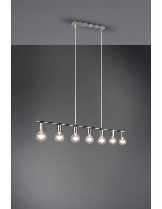 Suspension 7xE27 Vannes Nickel L110 cm Trio Lighting