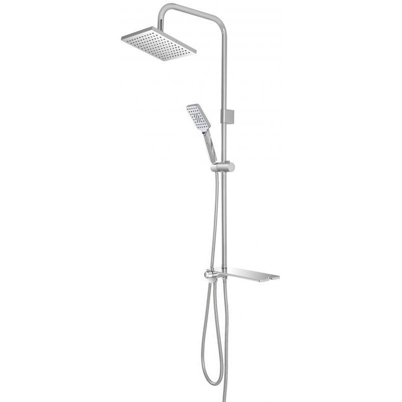 Ensemble colonne de douche en acier chromé avec étagère