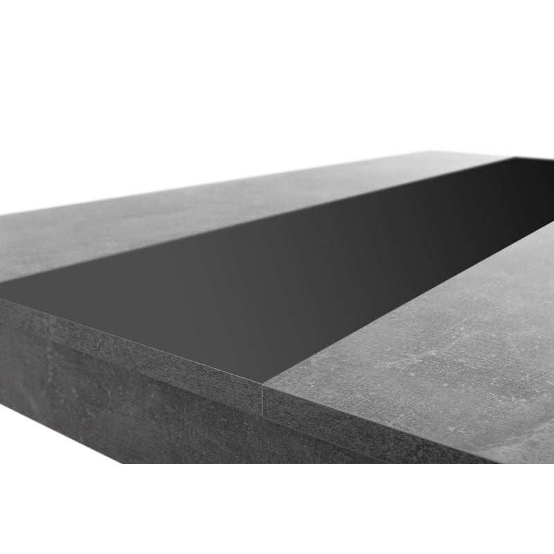 Table à manger couleur ciment avec insert réversible noir ou blanc 138x80xh.74 cm