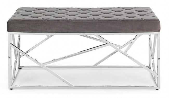 Banquette Rayan en velours gris 97x44 cm