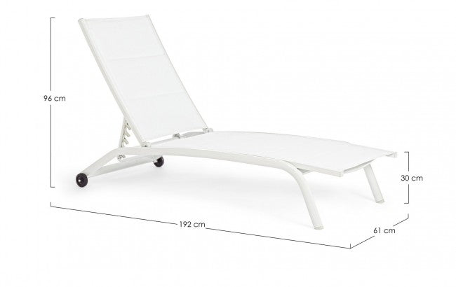 Bain de soleil Cleopas en aluminium blanc-blanc avec roulettes