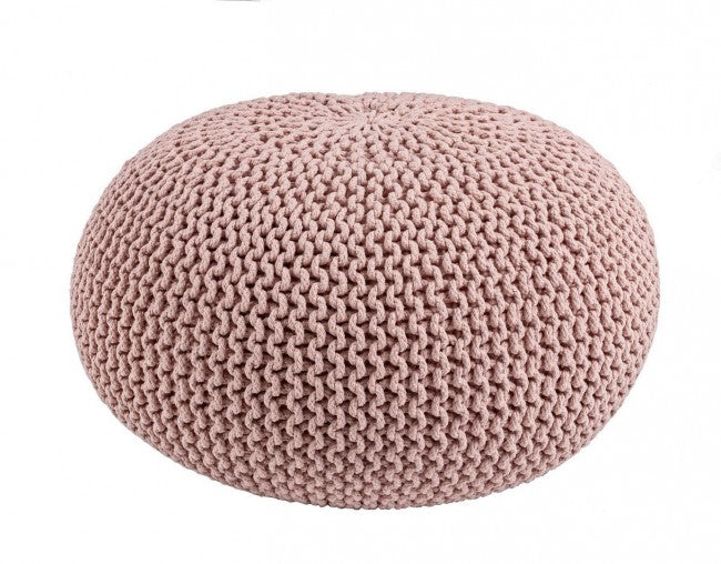 Pouf d'ameublement tressé rose design 80 cm