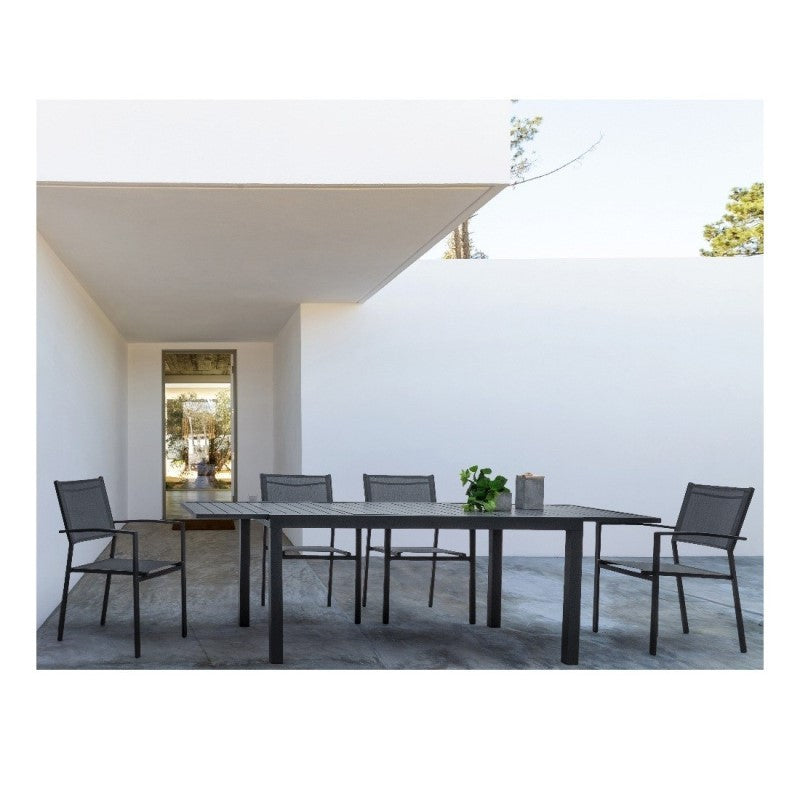 Chaise d'extérieur avec accoudoirs en aluminium anthracite Hilla 57X60X H88 Cm