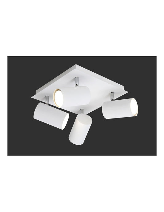 Plafonnier carré avec 4 spots orientables Marley White Trio Lighting