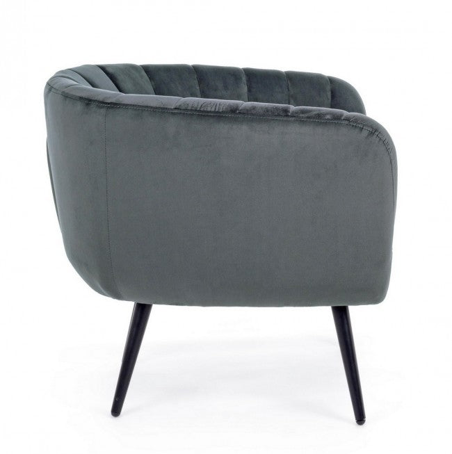 Fauteuil Avril en métal gris et velours