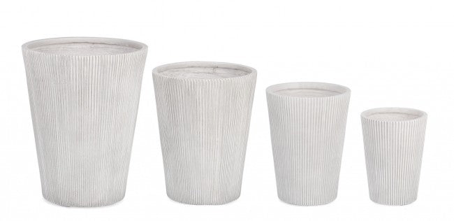 Set4 Vase Svas Blanc Côtelé