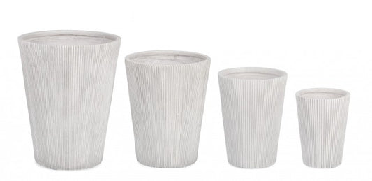 Set4 Vase Svas Blanc Côtelé