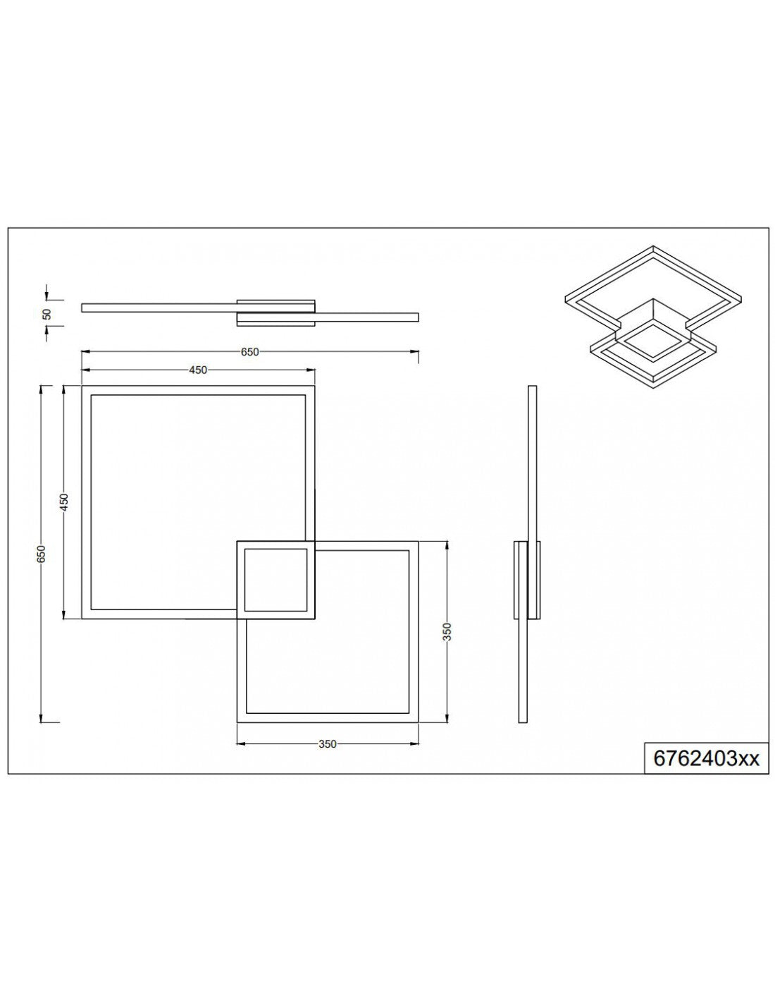 Plafonnier Hydra Design Carré Blanc LED 4000k Trio Lighting