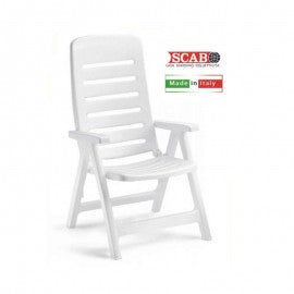 Transat en résine blanche cinq positions QUINTILLA 108x67x h60 cm
