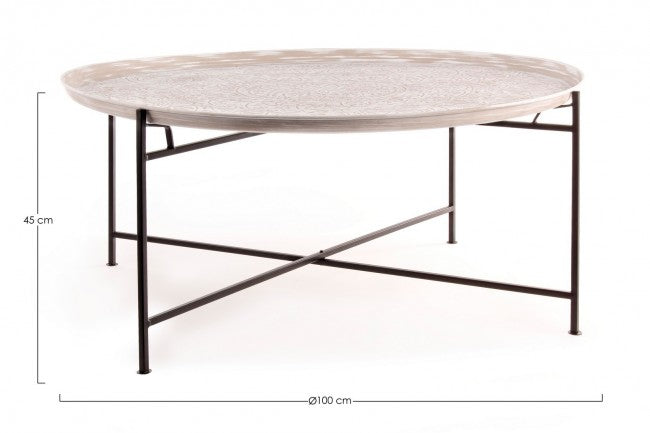 Table basse ronde en métal de style fusion