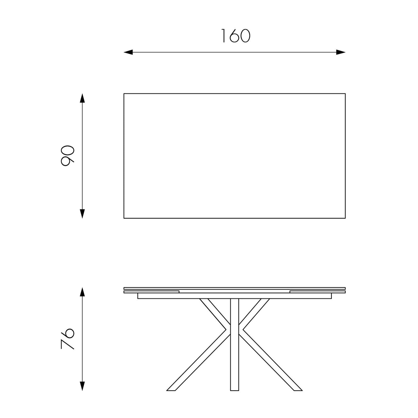 Table extensible blanc-céramique marbre blanc 90 cm x 160-240 cm H. 76 cm