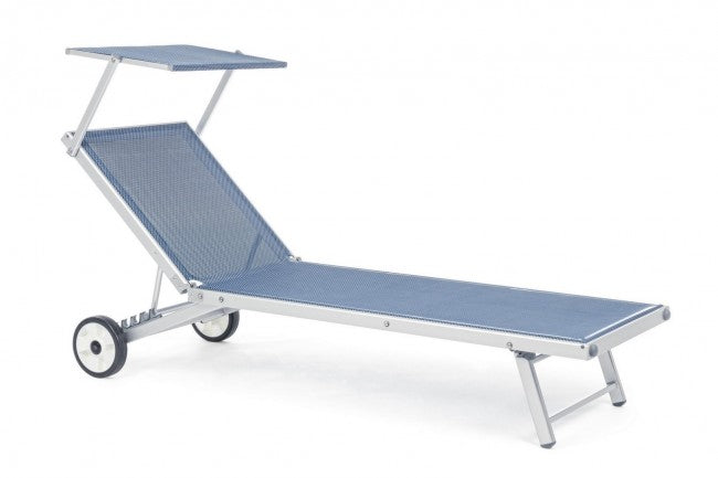 Lit bébé en aluminium à roulettes bleues Cross 65 x 196 x 62 cm