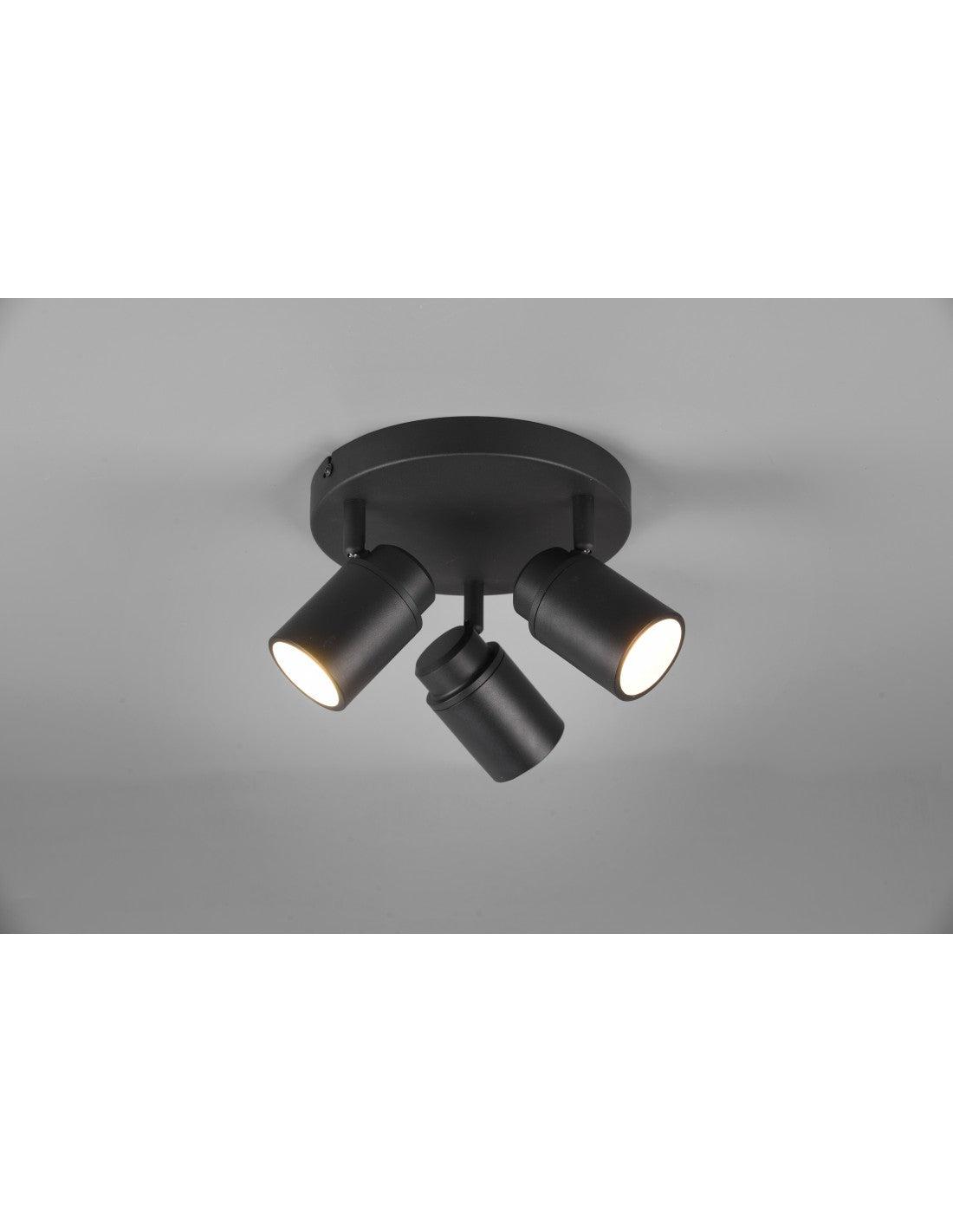 Spot Rond 3 Spots Orientables Métal Noir Angelo Trio Lighting