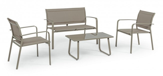 Bizzotto ensemble de jardin gris tourterelle 4 pièces
