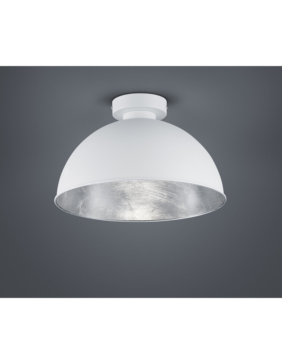 Plafonnier Jimmy Dome 1xE27 Blanc Et Argent Ø31 cm Trio Lighting