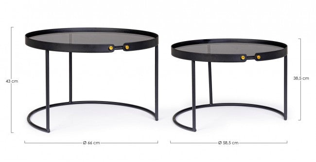 Lot de 2 tables basses modernes Zeina noires